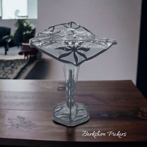 Westmoreland Silver Deposit Jack-in-the-Pulpit‎ Clear Crystal Vase